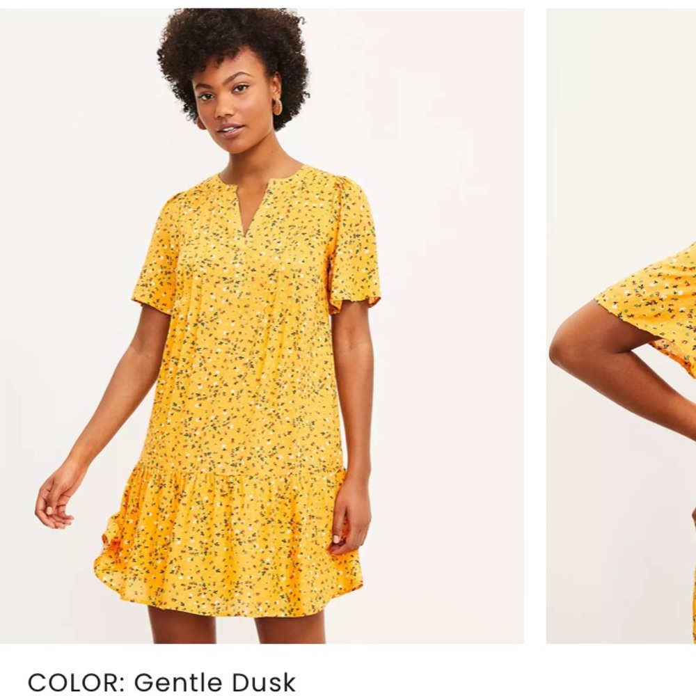 LOFT pintuck flounce dress M